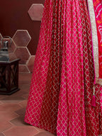 Tulsi Art Great Pink Embroidery Pure Chinon Silk Party Wear Lehenga Choli | Grocsy