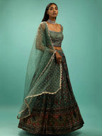 Tulsi Art Charming Green Chinon Digital Print Designer Party Wear Lehenga Choli | Grocsy