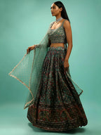 Tulsi Art Charming Green Chinon Digital Print Designer Party Wear Lehenga Choli | Grocsy