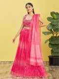 Tulsi Art Gorgeous Pink Mirror Work Organza Reception Wear Lehenga Choli | Grocsy