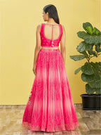 Tulsi Art Gorgeous Pink Mirror Work Organza Reception Wear Lehenga Choli | Grocsy