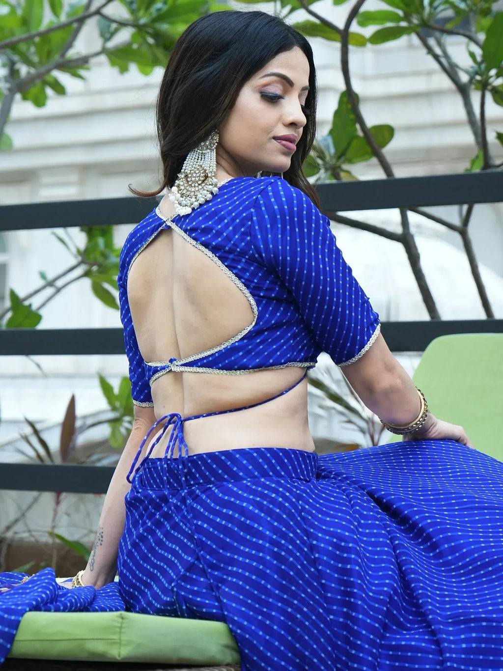 Tulsi Art Ravishing Blue Leheriya Printed Georgette Wedding Lehenga Choli | Grocsy