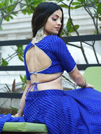 Tulsi Art Ravishing Blue Leheriya Printed Georgette Wedding Lehenga Choli | Grocsy