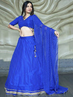 Tulsi Art Ravishing Blue Leheriya Printed Georgette Wedding Lehenga Choli | Grocsy