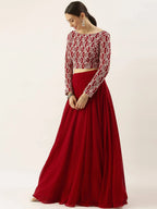 Tulsi Art Gorgeous Red Sequins Georgette Reception Wear Lehenga Choli | Grocsy