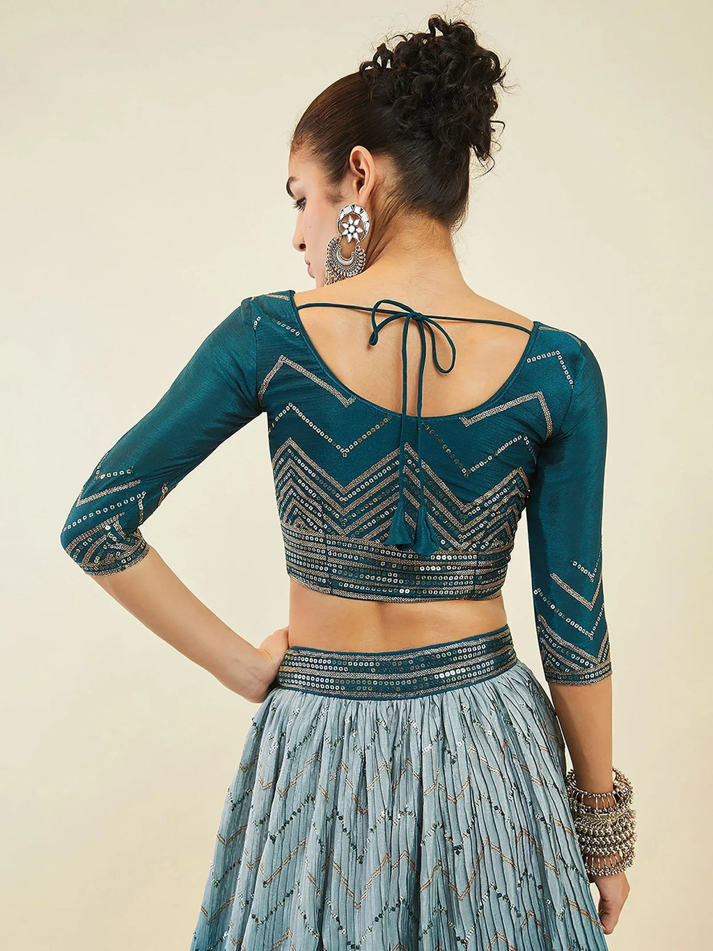 Tulsi Art Magnetic Blue Sequins Art Silk Wedding Wear Lehenga Choli | Grocsy