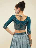 Tulsi Art Magnetic Blue Sequins Art Silk Wedding Wear Lehenga Choli | Grocsy
