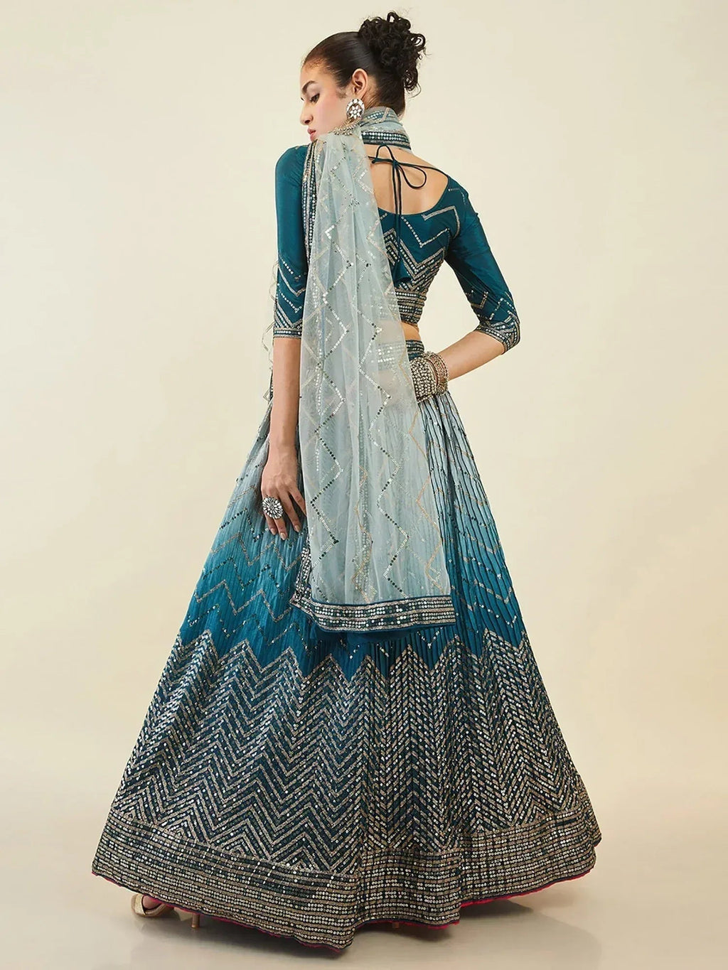 Tulsi Art Magnetic Blue Sequins Art Silk Wedding Wear Lehenga Choli | Grocsy