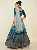 Tulsi Art Magnetic Blue Sequins Art Silk Wedding Wear Lehenga Choli | Grocsy