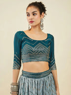 Tulsi Art Magnetic Blue Sequins Art Silk Wedding Wear Lehenga Choli | Grocsy