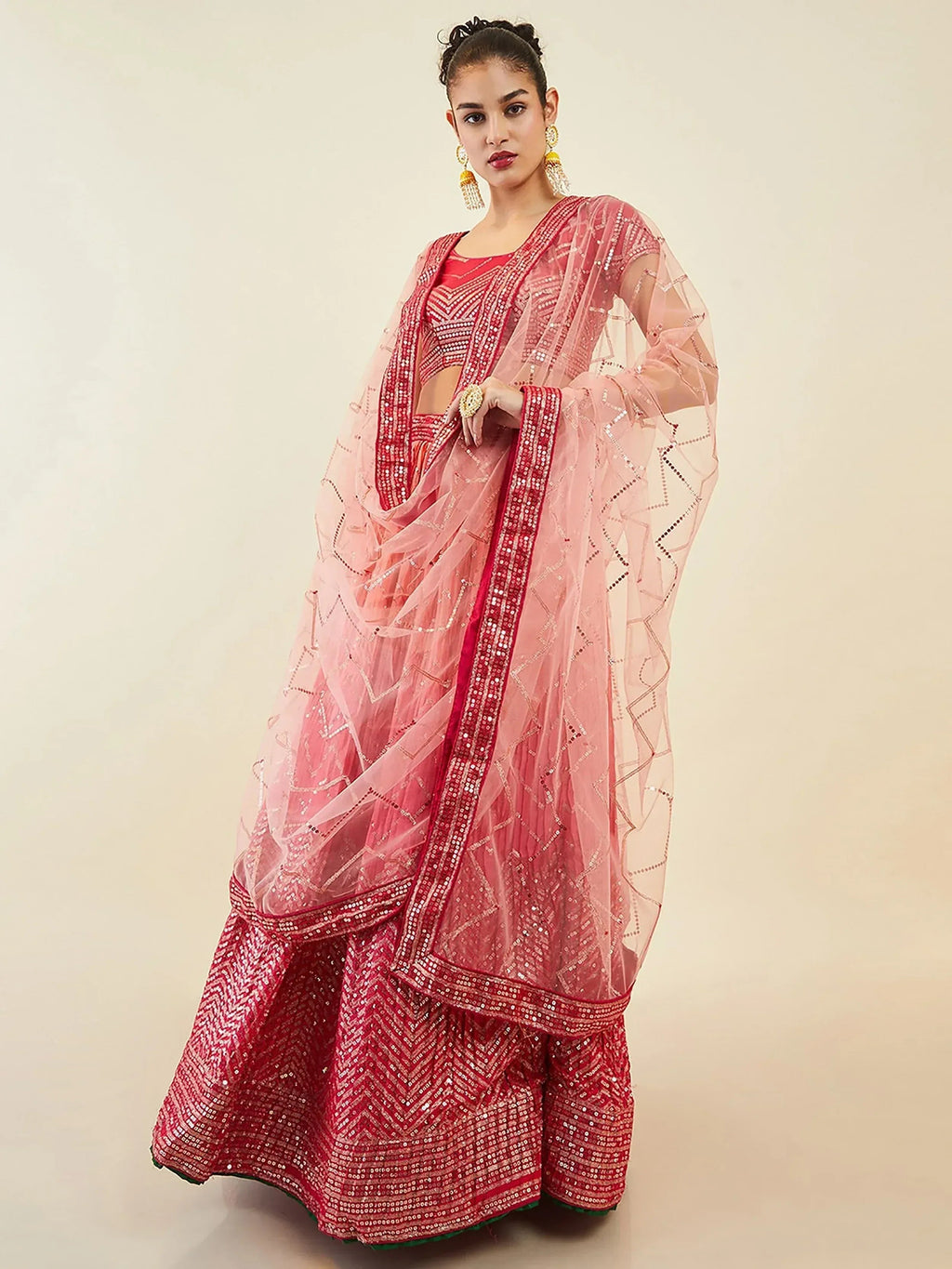 Tulsi Art Mesmerizing Pink Sequins Art Silk Festival Wear Lehenga Choli | Grocsy