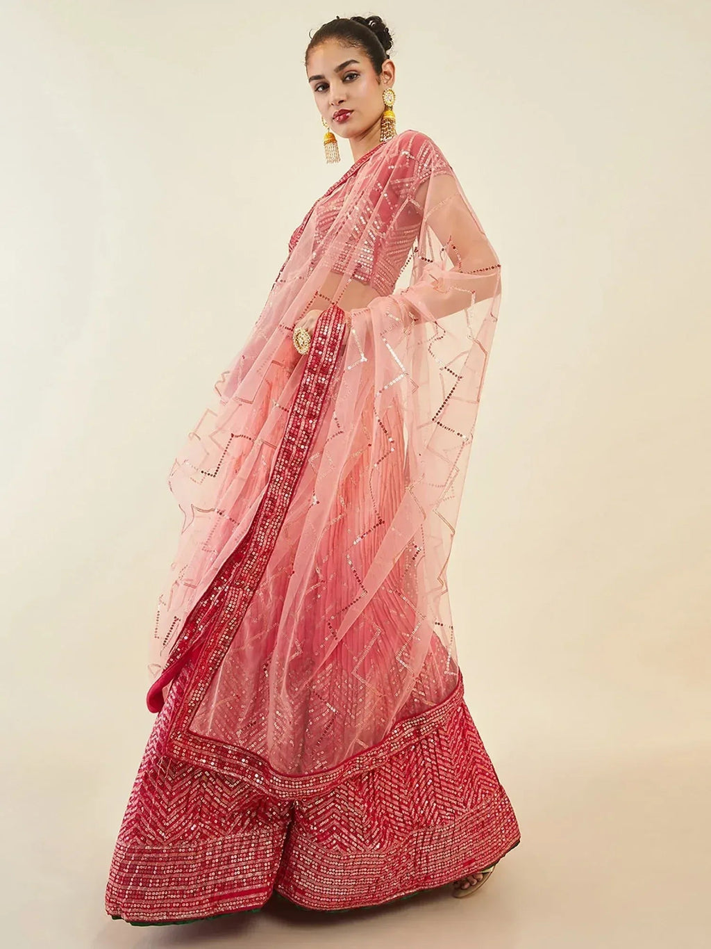 Tulsi Art Mesmerizing Pink Sequins Art Silk Festival Wear Lehenga Choli | Grocsy