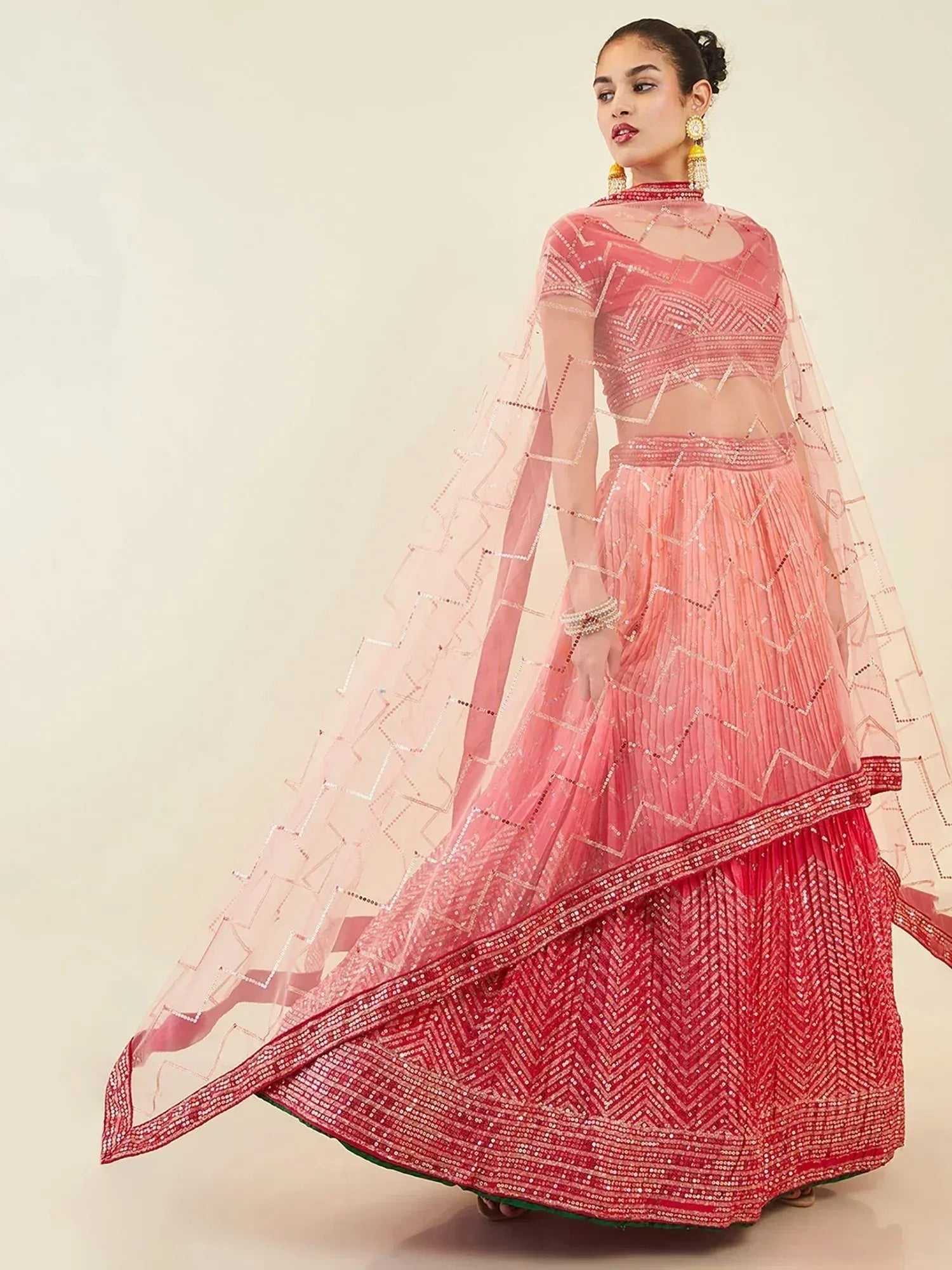 Tulsi Art Mesmerizing Pink Sequins Art Silk Festival Wear Lehenga Choli | Grocsy
