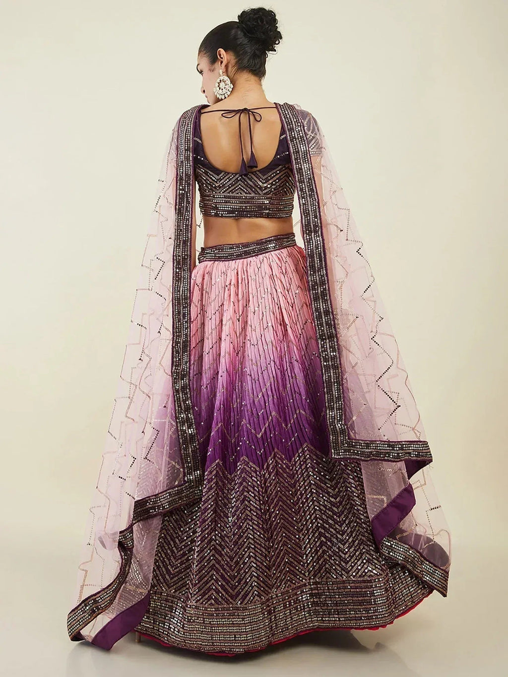 Tulsi Art Bewitching Purple Sequins Art Silk Engagement Wear Lehenga Choli | Grocsy
