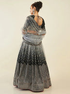 Tulsi Art Enchanting Black Sequins Art Silk Reception Wear Lehenga Choli | Grocsy