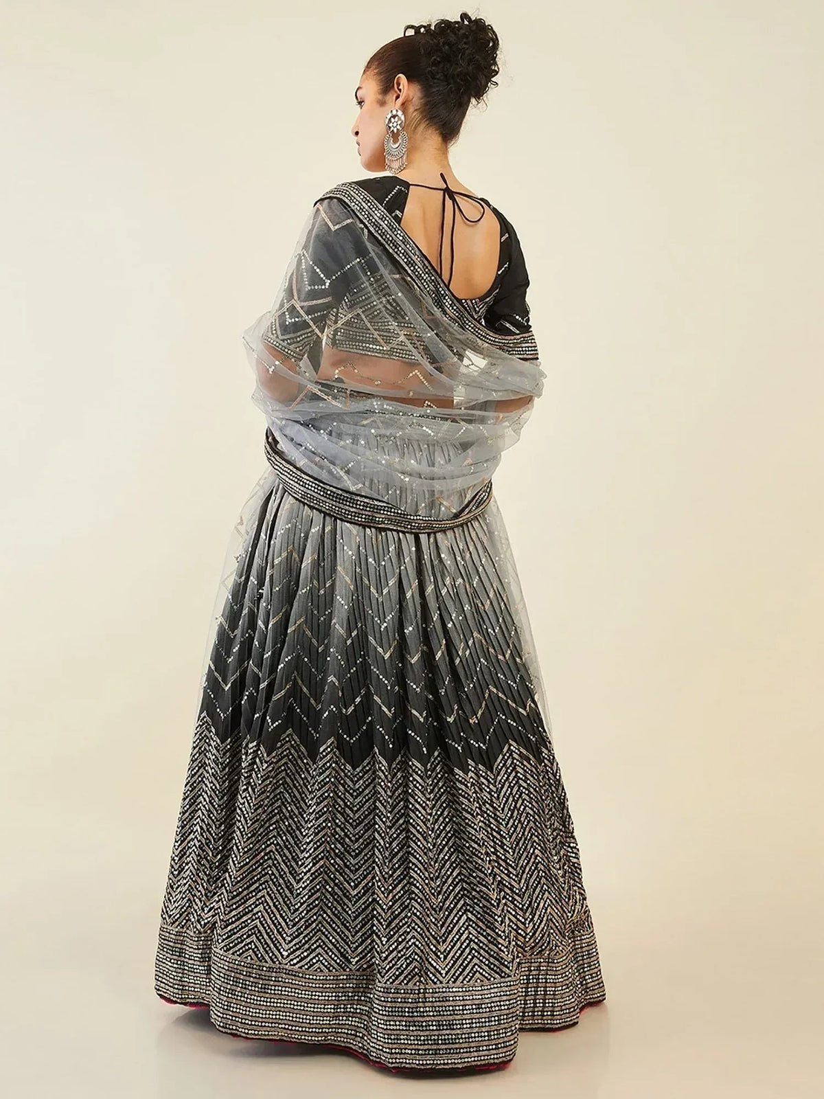 Tulsi Art Enchanting Black Sequins Art Silk Reception Wear Lehenga Choli | Grocsy
