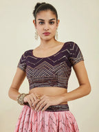 Tulsi Art Bewitching Purple Sequins Art Silk Engagement Wear Lehenga Choli | Grocsy