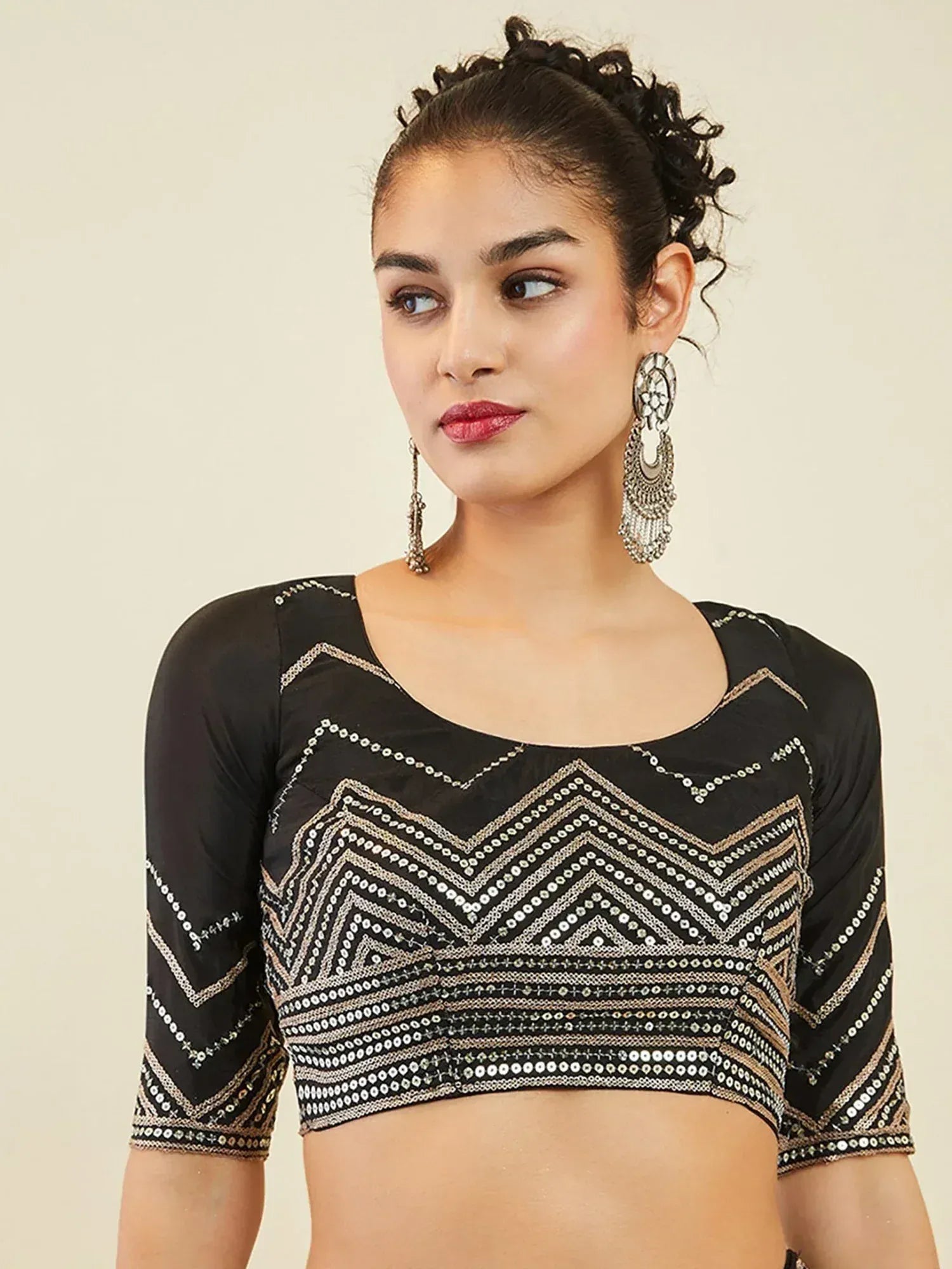 Tulsi Art Enchanting Black Sequins Art Silk Reception Wear Lehenga Choli | Grocsy