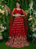 Tulsi Art Alluring Red Sequins Georgette Lehenga Choli With Attached Dupatta | Grocsy
