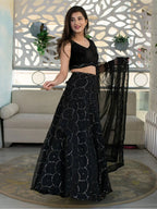 Tulsi Art Marvelous Black Sequins Organza Party Wear Lehenga Choli | Grocsy