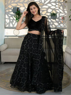 Tulsi Art Marvelous Black Sequins Organza Party Wear Lehenga Choli | Grocsy