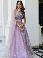 Tulsi Art Fabulous Lavender Organza Lehenga With Embroidered Choli | Grocsy