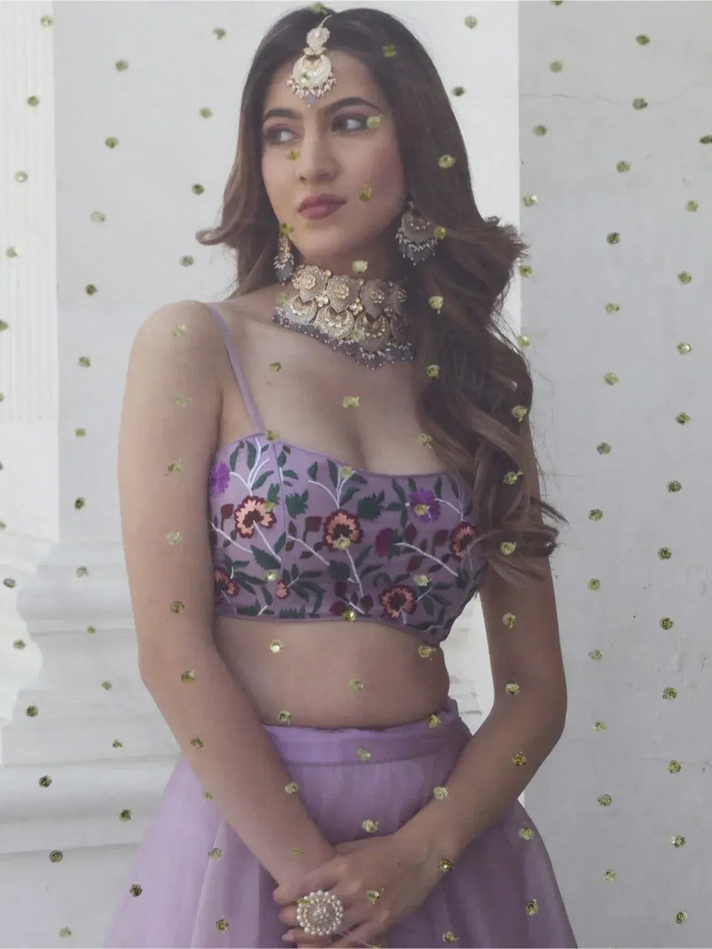 Tulsi Art Fabulous Lavender Organza Lehenga With Embroidered Choli | Grocsy