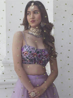 Tulsi Art Fabulous Lavender Organza Lehenga With Embroidered Choli | Grocsy