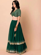 Tulsi Art Amazing Green Sequins Georgette Reception Wear Lehenga Choli | Grocsy