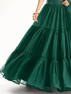 Tulsi Art Sweet Green Georgette Reception Wear Lehenga Choli With Dupatta | Grocsy