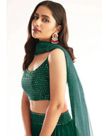Tulsi Art Sweet Green Georgette Reception Wear Lehenga Choli With Dupatta | Grocsy