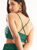 Tulsi Art Sweet Green Georgette Reception Wear Lehenga Choli With Dupatta | Grocsy