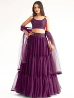 Tulsi Art Lovely Purple Georgette Engagement Wear Lehenga With Sequins Choli | Grocsy