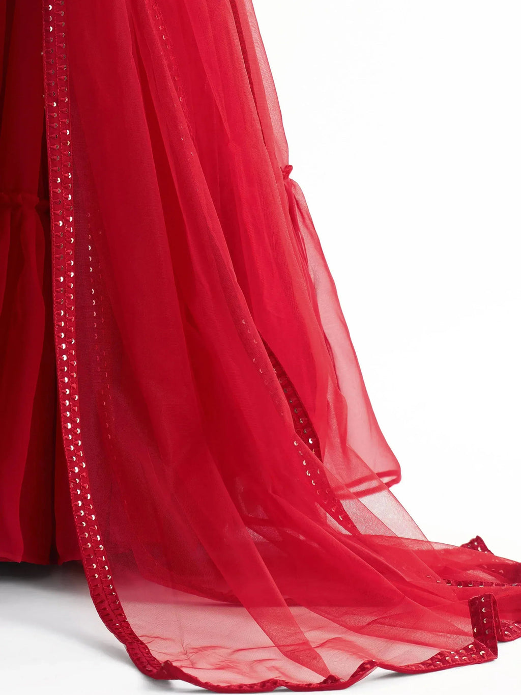 Tulsi Art Delightful Red Georgette Party Wear Lehenga Choli With Dupatta | Grocsy