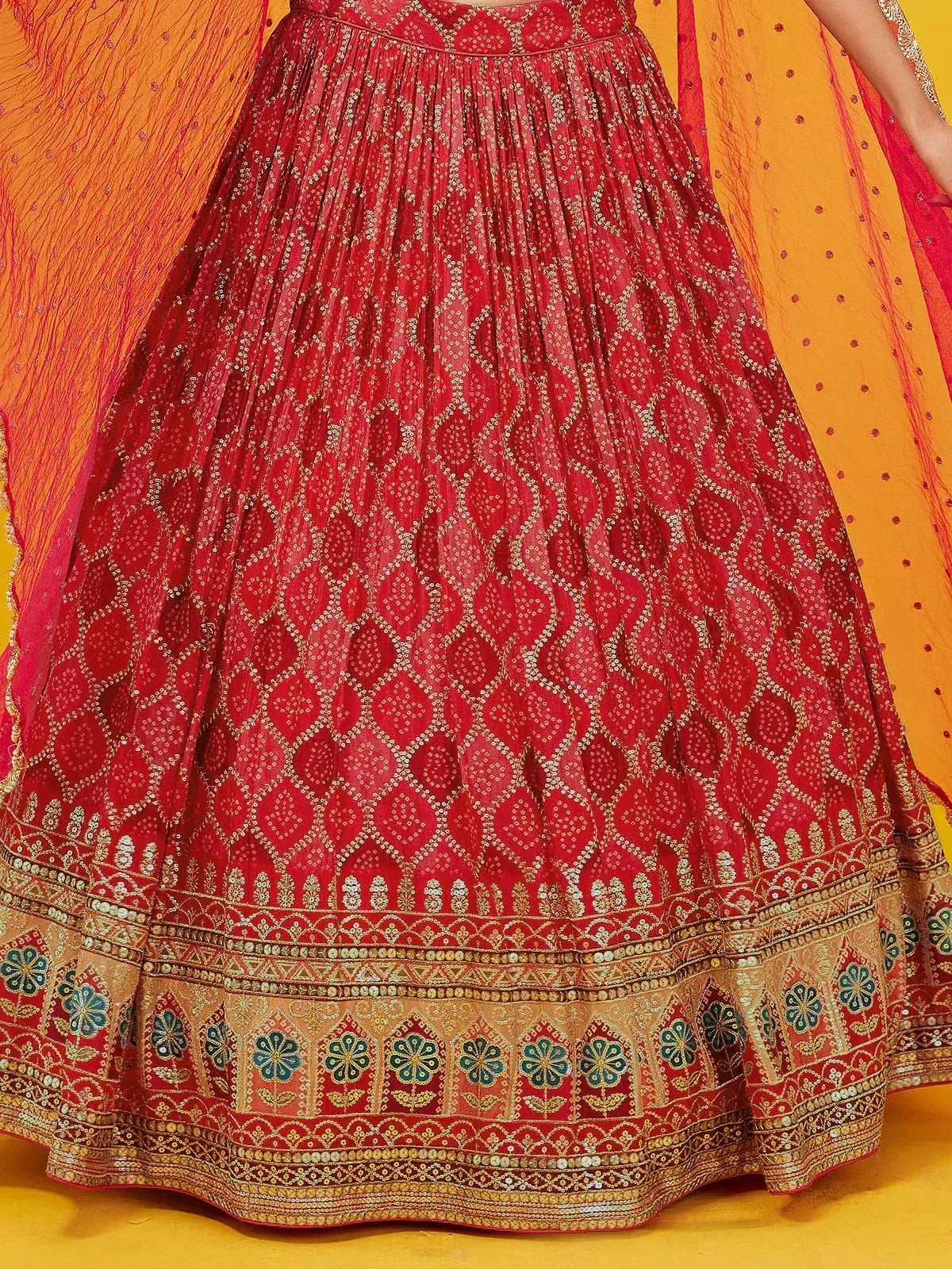 Tulsi Art Enchanting Pink Sequins Georgette Sangeet Wear Lehenga Choli | Grocsy