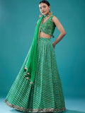 Tulsi Art Alluring Green Digital Printed Organza Festival Wear Lehenga Choli | Grocsy