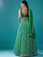 Tulsi Art Alluring Green Digital Printed Organza Festival Wear Lehenga Choli | Grocsy