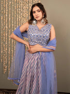 Tulsi Art Graceful Lavender Digital Printed Organza Lehenga Choli With Dupatta | Grocsy