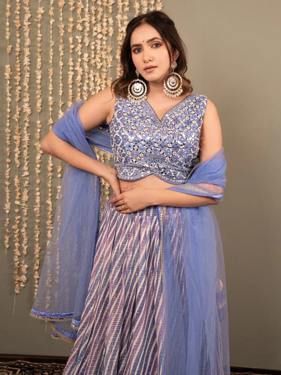 Tulsi Art Graceful Lavender Digital Printed Organza Lehenga Choli With Dupatta | Grocsy