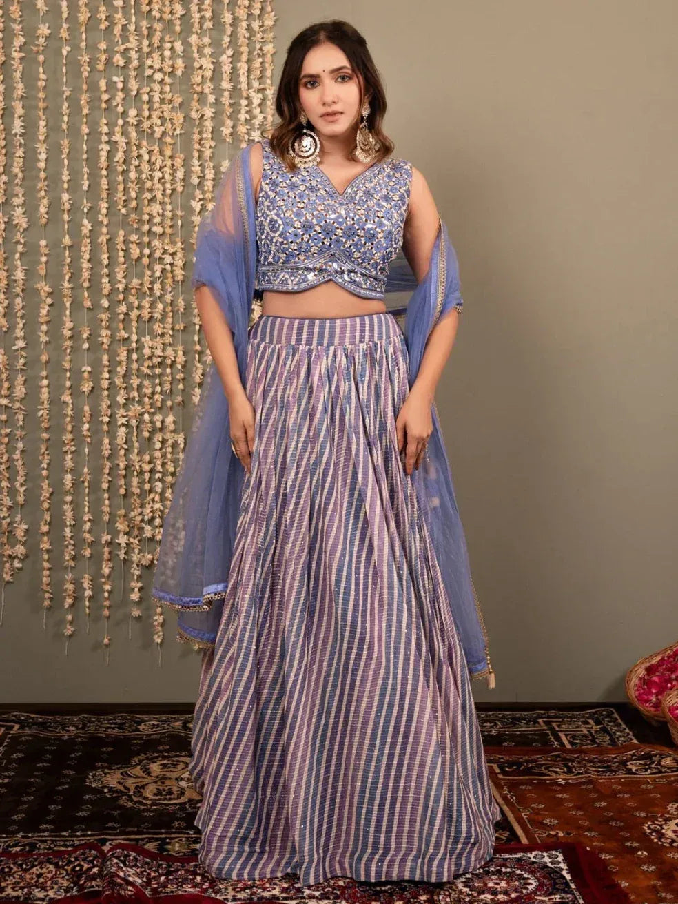 Tulsi Art Graceful Lavender Digital Printed Organza Lehenga Choli With Dupatta | Grocsy