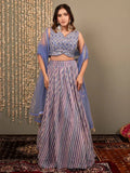 Tulsi Art Graceful Lavender Digital Printed Organza Lehenga Choli With Dupatta | Grocsy
