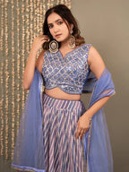 Tulsi Art Graceful Lavender Digital Printed Organza Lehenga Choli With Dupatta | Grocsy