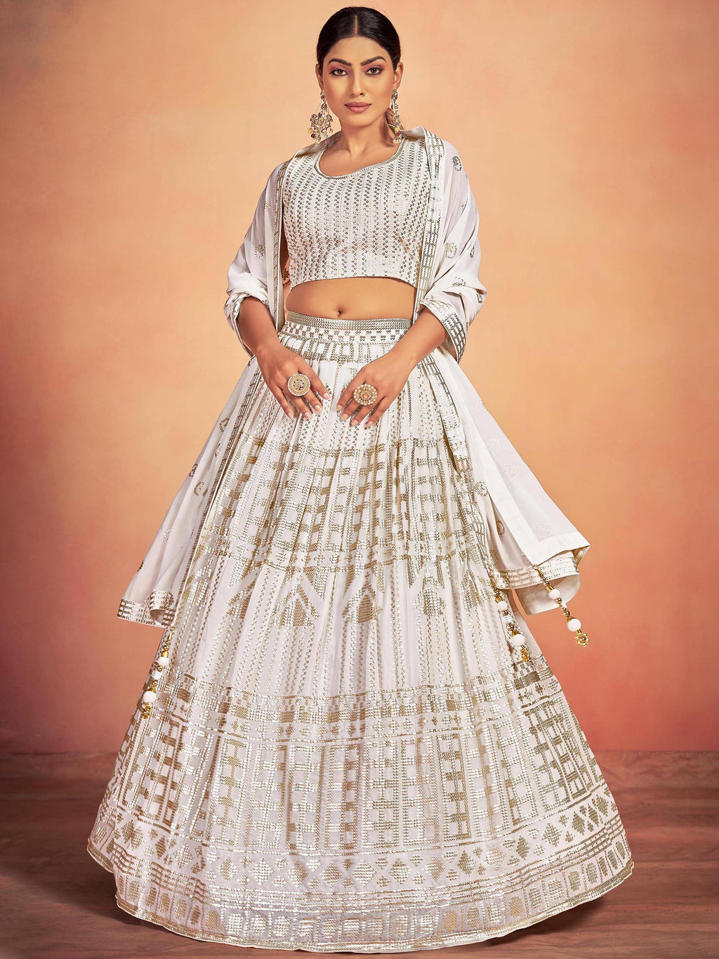 Tulsi Art Gorgeous Sky Blue Embroidered Georgette Reception Wear Lehenga Choli | Grocsy