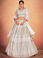 Tulsi Art Gorgeous Sky Blue Embroidered Georgette Reception Wear Lehenga Choli | Grocsy