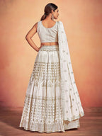 Tulsi Art Gorgeous Sky Blue Embroidered Georgette Reception Wear Lehenga Choli | Grocsy