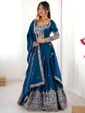 Tulsi Art Beautiful Dove Blue Sequins Crepe Wedding Lehenga Choli With Dupatta | Grocsy