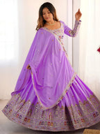 Tulsi Art Mesmerizing Lavender Sequins Crepe Bridesmaid Lehenga Choli With Dupatta | Grocsy