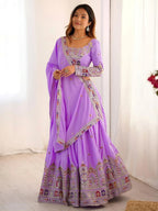 Tulsi Art Mesmerizing Lavender Sequins Crepe Bridesmaid Lehenga Choli With Dupatta | Grocsy