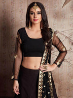 Tulsi Art Black Embroidered Crepe Silk Lehenga Choli | Grocsy