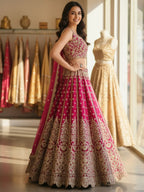 Tulsi Art Marvelous Pink Embroidered Net Bridesmaid Lehenga Choli With Dupatta | Grocsy
